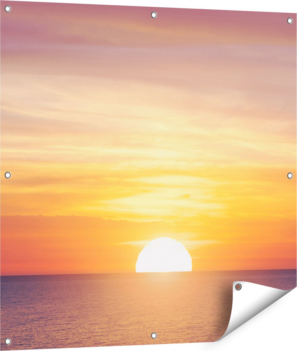 Gards Tuinposter Zonsondergang op de Zee - 90x90 cm - Tuindoek - Tuindecoratie - Wanddecoratie buiten - Tuinschilderij Multikleur