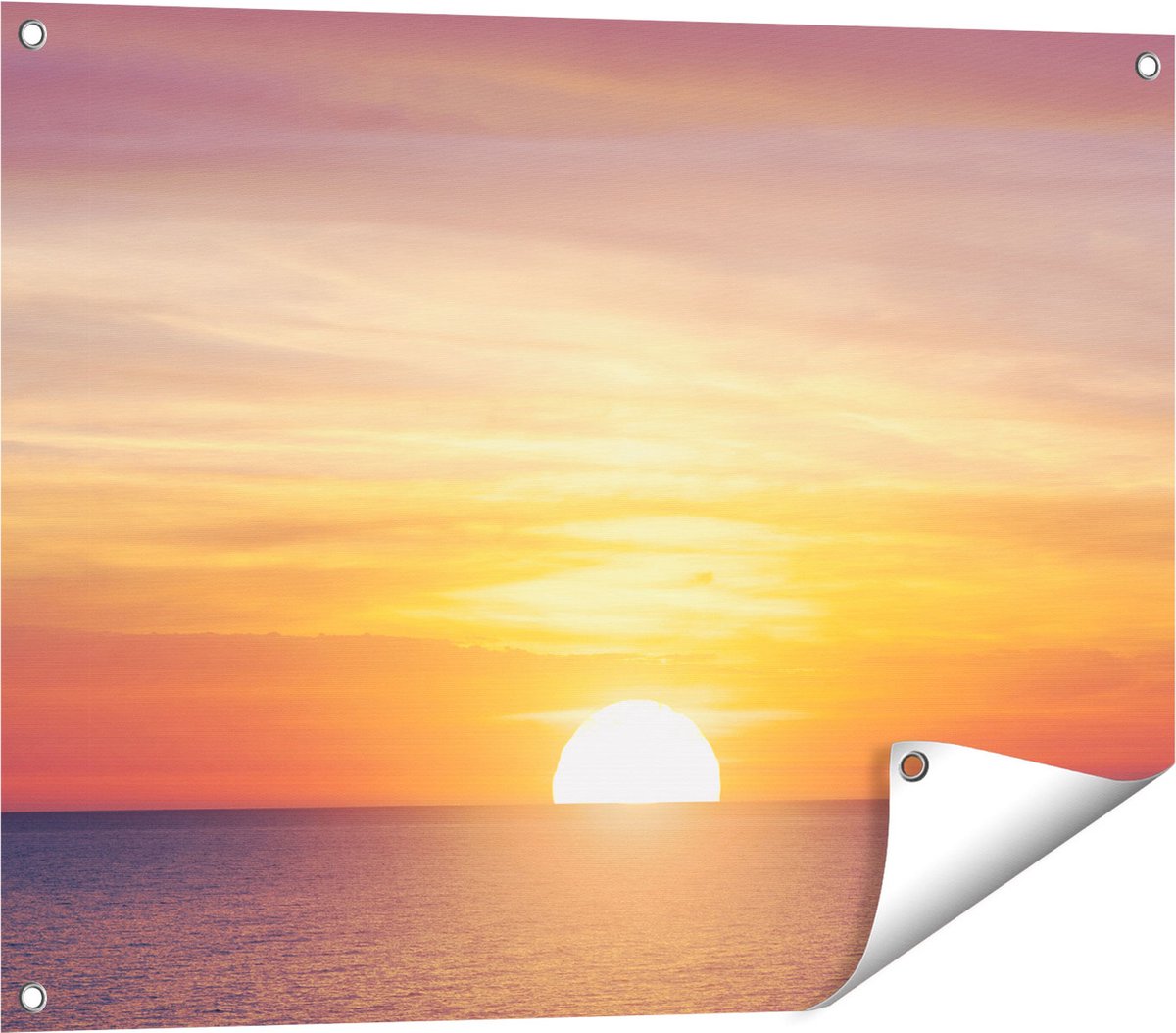 Gards Tuinposter Zonsondergang op de Zee - 80x60 cm - Tuindoek - Tuindecoratie - Wanddecoratie buiten - Tuinschilderij Multikleur