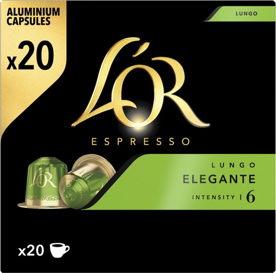 Douwe Egberts capsules de café L'Or, Intensity 6, Lungo Elegante, paquet de  20 capsules