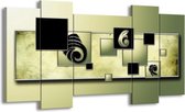 GroepArt - Schilderij - Vierkant - Zwart, Groen - 120x65 5Luik - Foto Op Canvas - GroepArt 6000+ Schilderijen 0p Canvas Art Collectie - Wanddecoratie