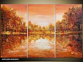 Peinture acrylique Nature | Marron, Orange | 120x80cm 3Liège peint à la main
