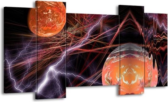 Peinture sur toile Lightning | Violet, marron, noir | 120x65 5 Liège