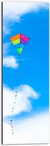 Dibond - Foto van Kleurrijke Vlieger onder Schapenwolken - 20x60 cm Foto op Aluminium (Wanddecoratie van metaal)