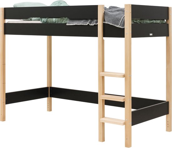 Bopita Lucas hoogslaper 90x200 - Mat Zwart/Naturel