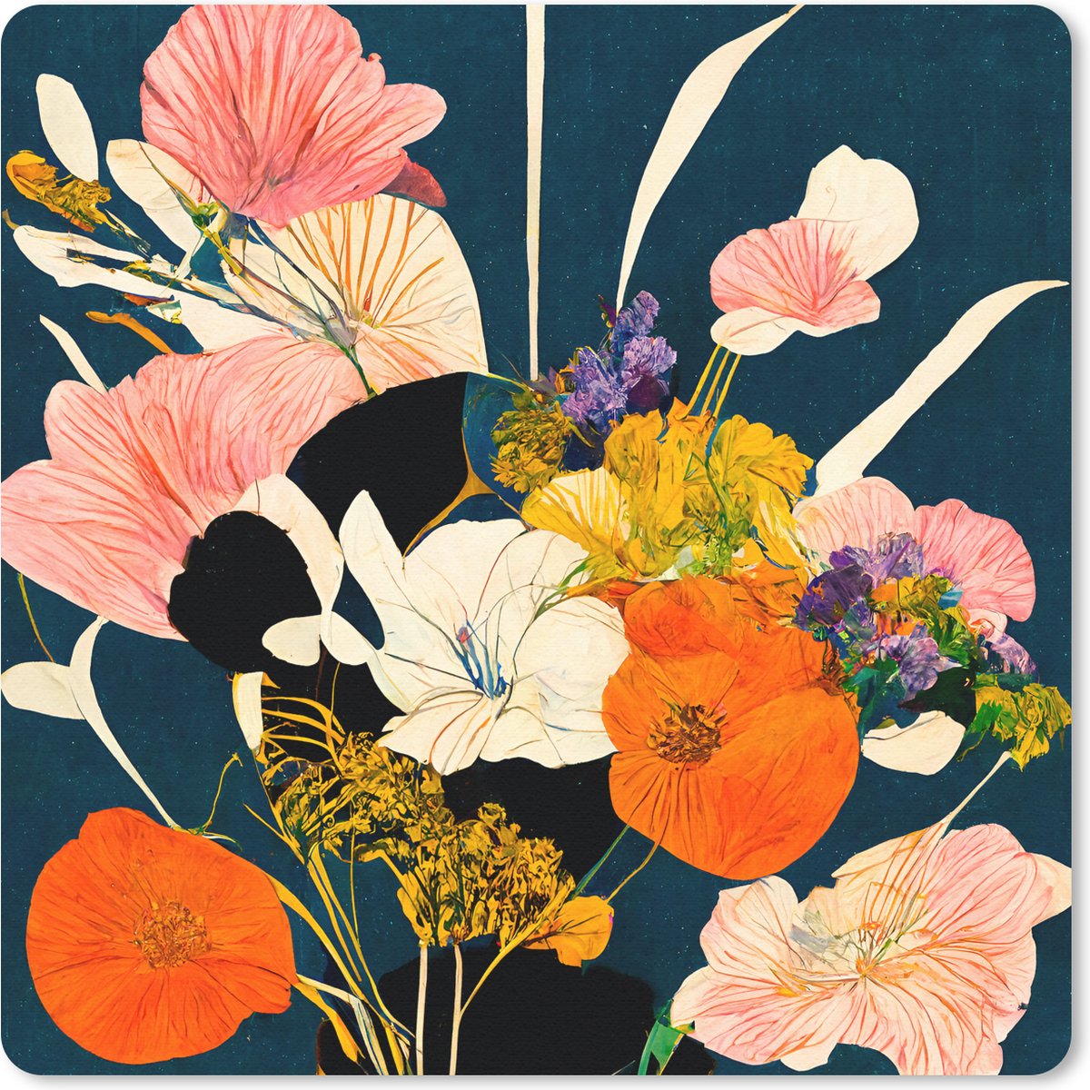 Muismat 30x30 cm - Mousepad Bloemen - Vaas - Schilderij - Planten - Muismatten