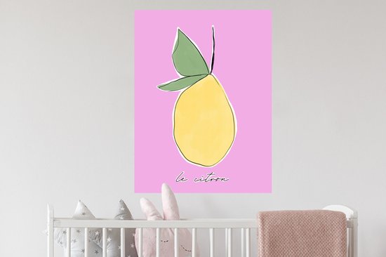 Muurstickers - Sticker Folie - Citroen - Fruit - Pastel - 60x80 cm - Plakfolie - Muurstickers Kinderkamer - Zelfklevend Behang - Zelfklevend behangpapier - Stickerfolie