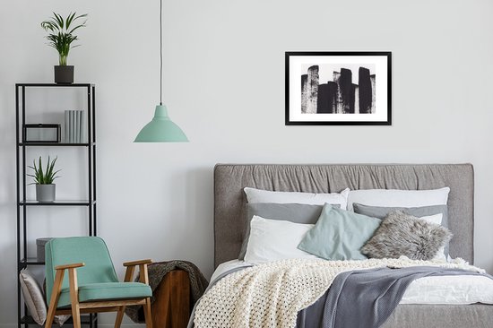 Cadre photo avec affiche - Peinture - Abstrait - Zwart - Wit - 60x40 cm - Cadre pour affiche