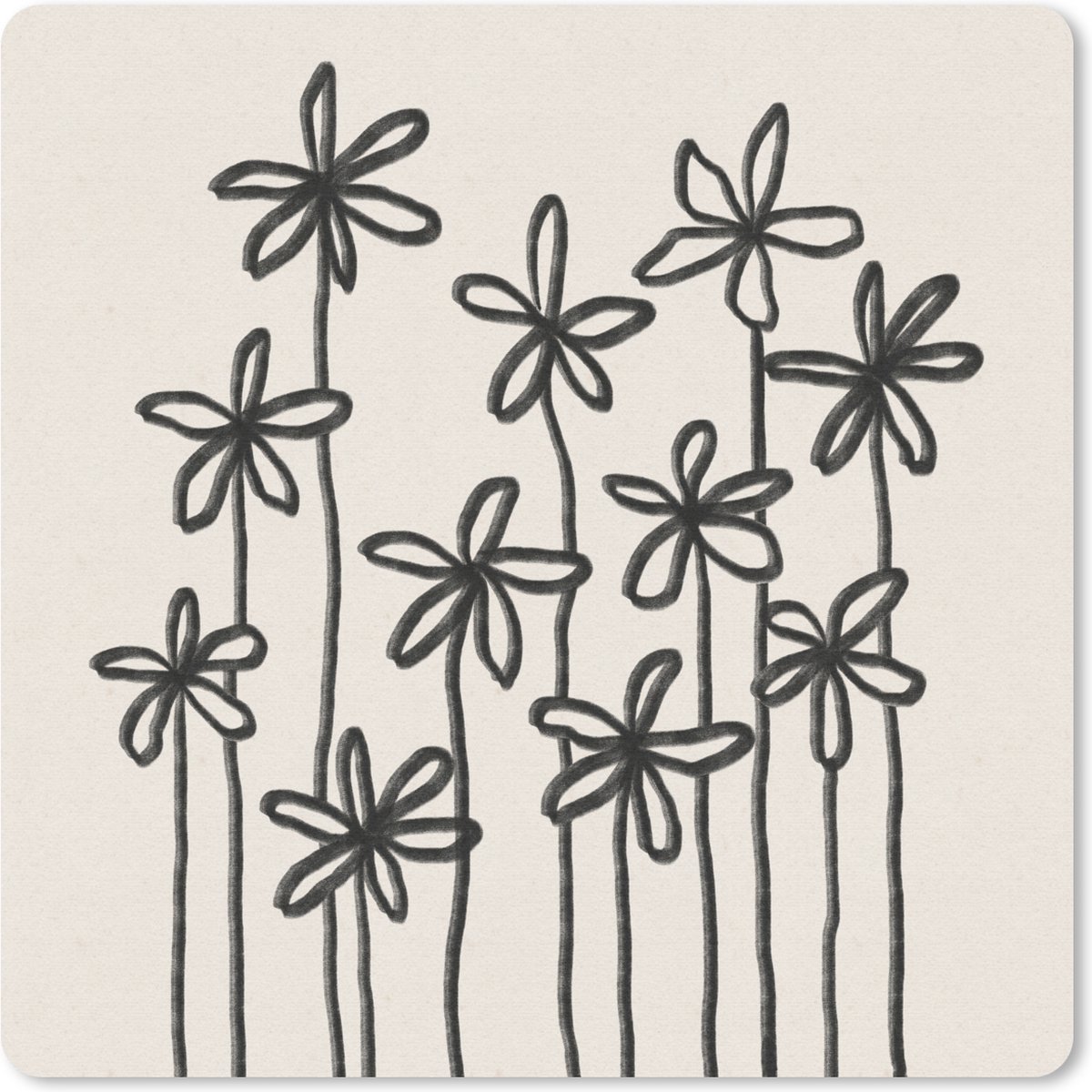 Muismat 30x30 cm - Mousepad Bloemen - Planten - Pastel - Abstract - Muismatten