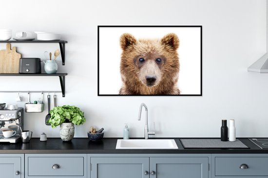 Cadre photo avec affiche - Ours - Marron - Animaux - Nature - 90x60 cm - Cadre pour affiche