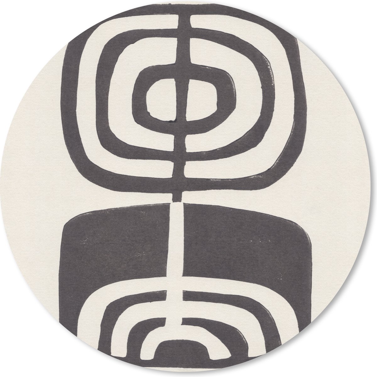 Muismat rond 20x20 cm - Mousepad Abstract - Zwart - Bloem - Plant - Ronde muismatten