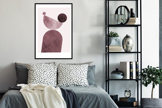 Cadre photo avec affiche - Formes - Abstrait - Pastel - Rose - 80x120 cm - Cadre pour affiche