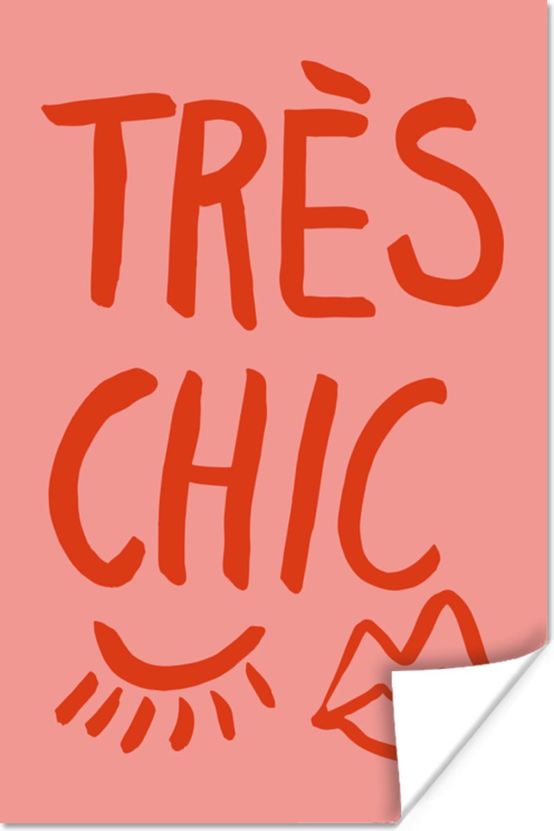 Poster Pastel - Quotes - Rood - Très Chic - 20x30 cm