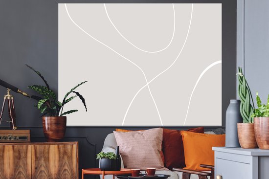 Muurstickers - Sticker Folie - Line art - Abstract - Pastel - 160x120 cm - Plakfolie - Muurstickers Kinderkamer - Zelfklevend Behang XXL - Zelfklevend behangpapier - Stickerfolie