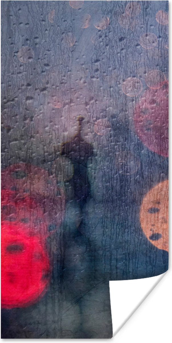Poster Abstract - Druppels - Kleuren - Regen - 75x150 cm
