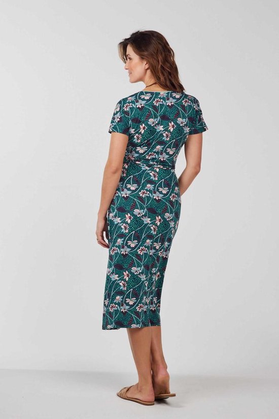 DIDI Dames Wrap dress Queen in Green with Lots of Leaves print maat 44