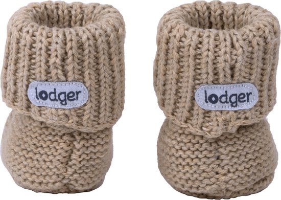 Lodger Baby Slofjes Gebreid 0-6M Beige 100% Katoen Slipper Knit - Lodger