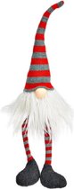 Pluche gnome/dwerg decoratie pop/knuffel wit/rood/grijs 6 x 8 x 50 cm - Kerstgnomes/kerstdwergen/kerstkabouters