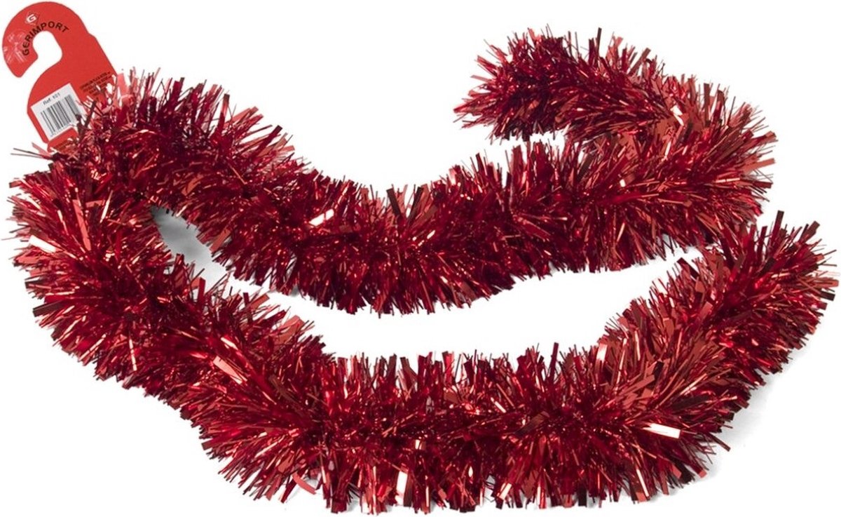 Kerstslingers - glitter rood - folie - 180 x 12 cm - extra brede slinger/kerstboom versiering Rode glitter kerstslinger van folie, 180 x 12 cm, extra breed voor kerstboomversiering.