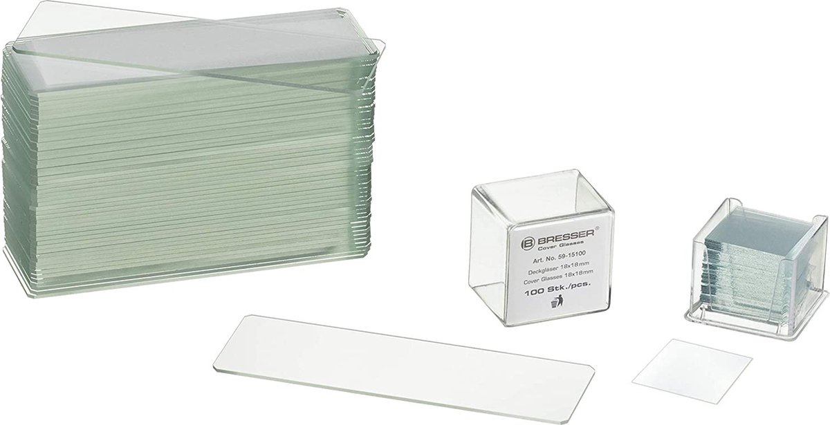 100 stuks vooraf gereinigde microscoopglaasjes, 200 stuks vooraf gereinigde microscoopdekselglazen, microscoopglaasjes en dekglaasjes