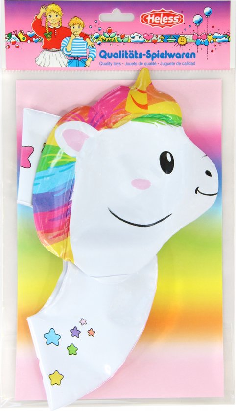 Opblaasbare eenhoorn zwemband voor poppen, met regenboogmanen en -staart, in verpakking met poppetjes. Heless. Kwaliteits-Speelwaren.