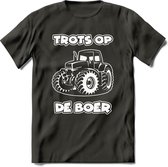 T-Shirt Knaller T-Shirt|Trots op de boer / Boerenprotest / Steun de boer|Heren / Dames Kleding shirt Trekker / Tractor|Kleur Grijs|Maat S