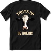 T-Shirt Knaller T-Shirt|Trots op de boerin / Boerenprotest / Steun de boer|Heren / Dames Kleding shirt Koe|Kleur zwart|Maat XXL