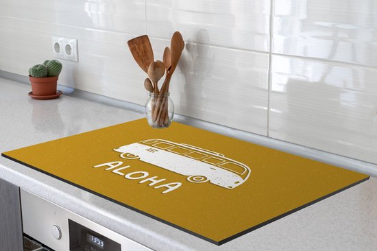 KitchenYeah® Inductie beschermer 80x52 cm - Zomer - Bus - Quotes - Kookplaataccessoires - Afdekplaat voor kookplaat - Inductiebeschermer - Inductiemat - Inductieplaat mat