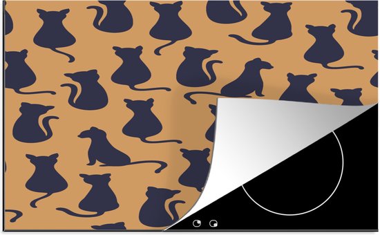 KitchenYeah® Inductie beschermer 76x51.5 cm - Patroon - Kat - Silhouette - Jongens - Meisjes - Kinderen- Kind - Kookplaataccessoires - Afdekplaat voor kookplaat - Inductiebeschermer - Inductiemat - Inductieplaat mat