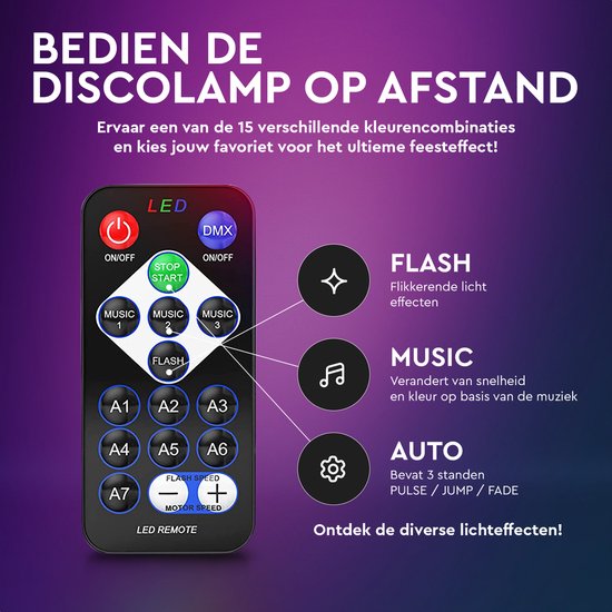 Strex Discolamp met Afstandsbediening - voor Kinderen en Volwassenen - Feestverlichting - Disco Bal - Discoverlichting - Disco Lamp