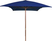 vidaXL - Parasol - met - houten - paal - 200x300 - cm - blauw