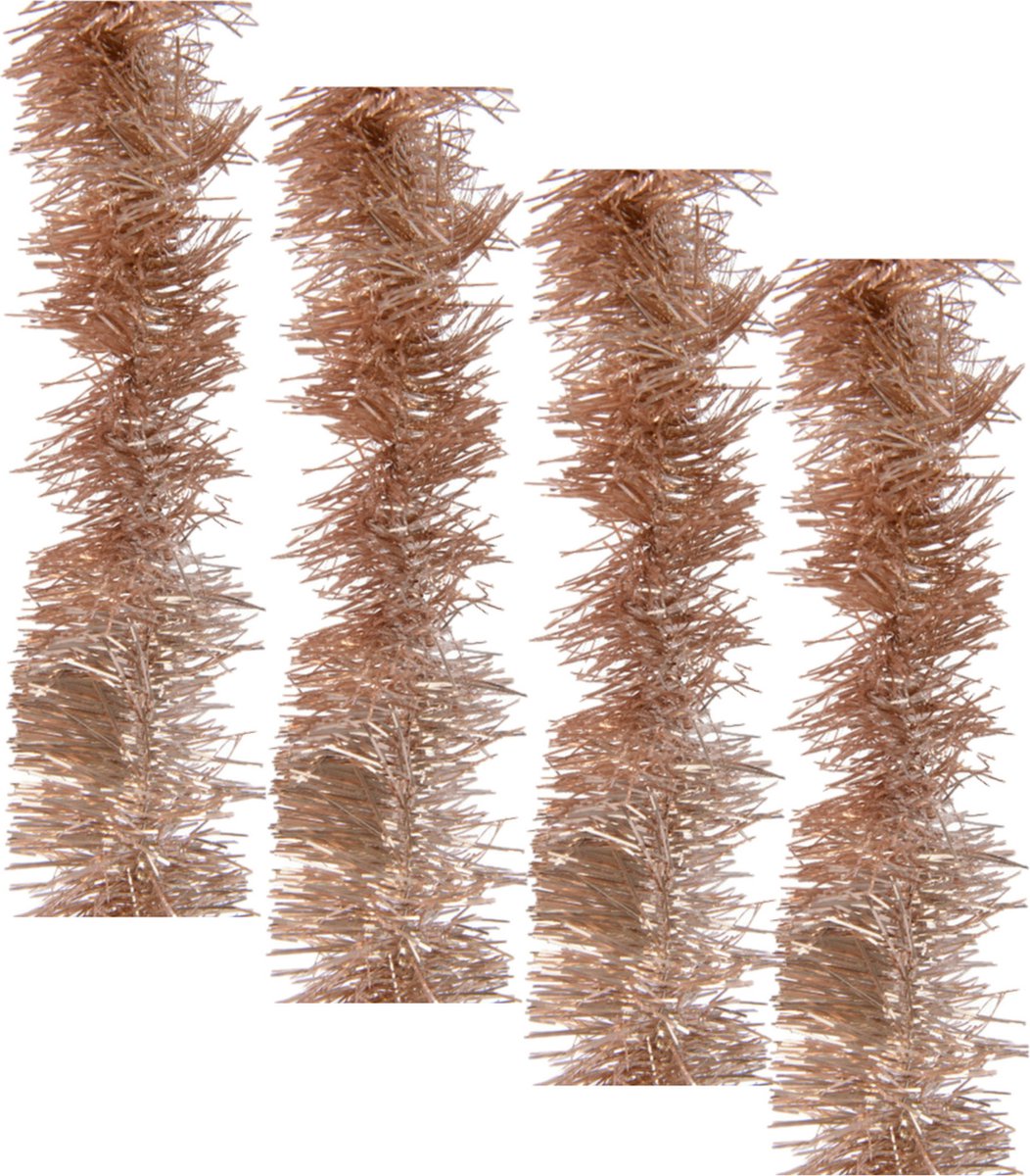 4x Kerstslingers toffee bruin 270 cm - Guirlandes folie lametta - kerstslingers kerstversiering