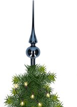 Glazen kerstboom piek/topper nachtblauw glans 26 cm - Pieken/kerstpieken