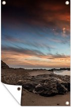 Tuinposter - Strand - Water - Schuttingdecoratie - Lucht - Stenen - Natuur - Tuindecoratie - Tuin 80x120 cm - Tuindoek - Buitenposter