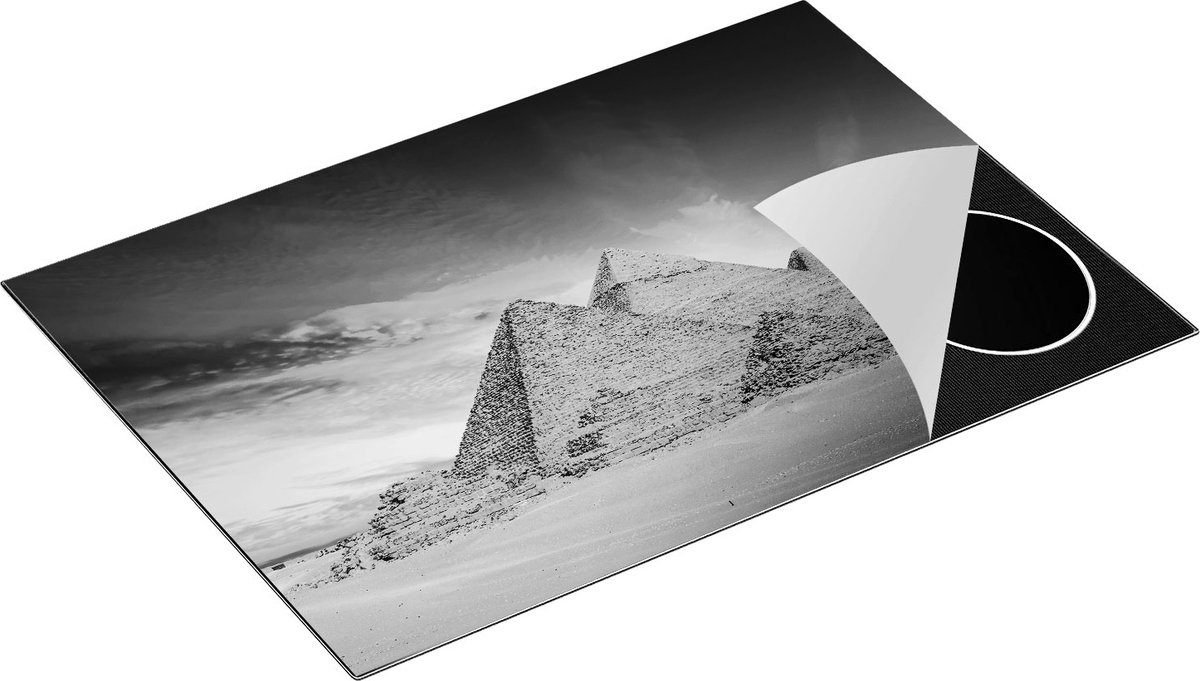 Chefcare Inductie Beschermer Egyptische Piramides bij Zonsondergang - Zwart Wit - 75x52 cm - Afdekplaat Inductie - Kookplaat Beschermer - Inductie Mat