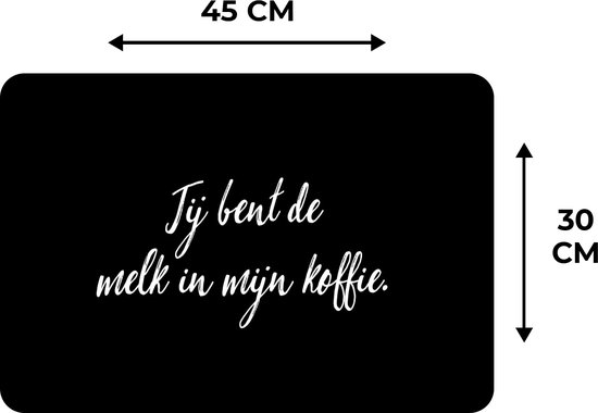 Set de table - Napperons en plastique - Tu es le lait dans mon café - Café - Citations - Dictons - Expresso - 45x30 cm - 6 pièces - Résistant à la chaleur - Antidérapant - Sous-couche - Amovible