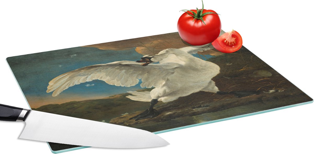 Glazen Snijplank - 39x28 - Zwaan - Oude meesters - Jan Asselijn - Snijplanken Glas
