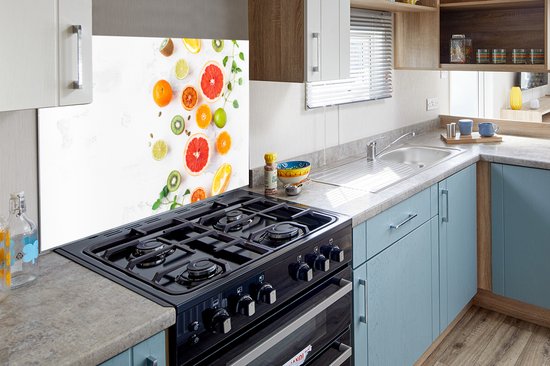 Spatscherm keuken 90x60 cm - Kookplaat achterwand Citrus - Regenboog - Fruit - Zomer - Gezond - Muurbeschermer - Spatwand fornuis - Hoogwaardig aluminium