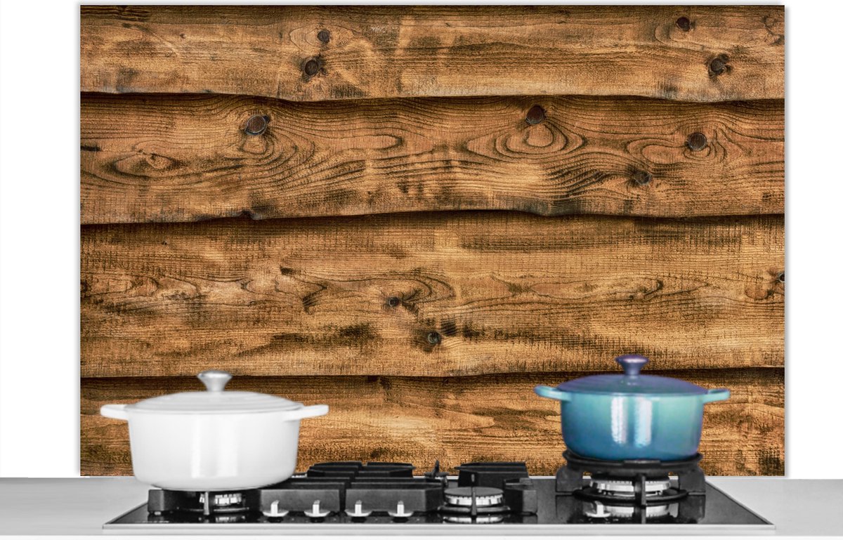 KitchenYeah - Spatscherm keuken - Spatbord - Plank - Hout - Rustiek - Keuken - Spatwand - 120x80 cm