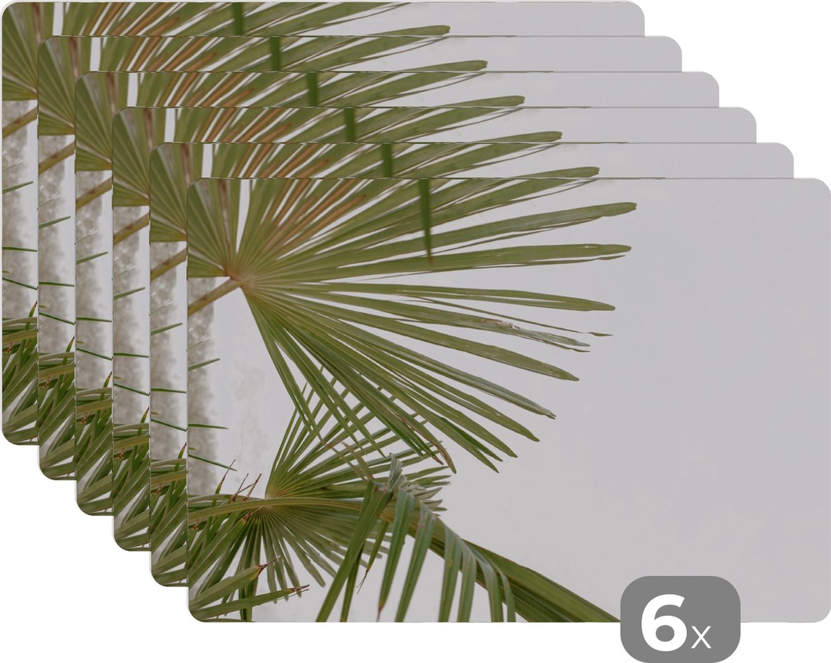 Placemats - Palm - Bladeren - Groen - Onderleggers rond - Onderlegger - 45x30 cm - Placemat - 6 stuks