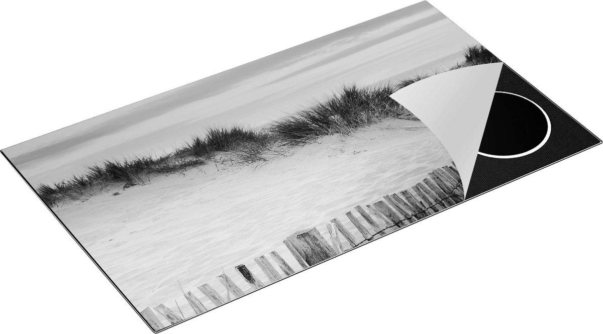 Chefcare Inductie Beschermer Zand Duinen aan het Strand - Zwart Wit - 90x55 cm - Afdekplaat Inductie - Kookplaat Beschermer - Inductie Mat