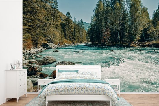 Papier peint photo en vinyle - L'eau bleu clair d'une rivière en Russie largeur 525 cm x hauteur 350 cm - Tirage photo sur papier peint (disponible en 7 tailles)