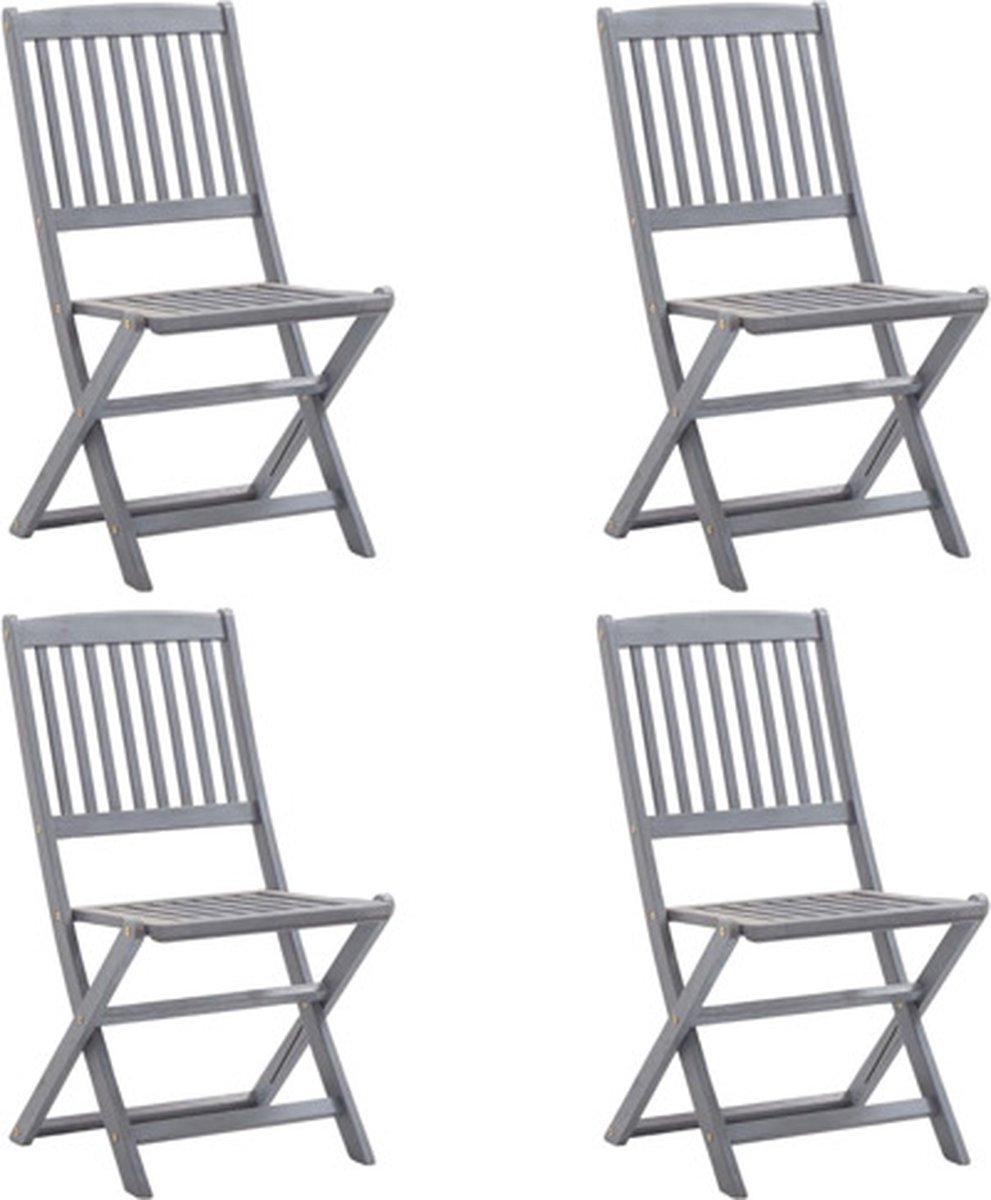 vidaXL - Tuinstoelen - 4 - st - inklapbaar - massief - acaciahout
