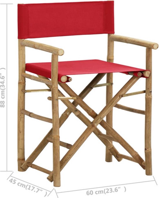 vidaXL - Regisseursstoelen - 2 - st - inklapbaar - rood - bamboe - en - stof van Vidaxl — afbeelding 3
