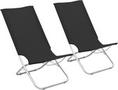 vidaXL - Strandstoelen - 2 - st - inklapbaar - stof - zwart