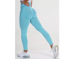 Sportchic - Sportlegging dames - High waist - Elastische band – Squatproof - Anti-zweet - Sportlegging - Licht Blauw - S