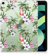 Tablet Cover iPad Air (2020/2022) 10.9 inch Siliconen Hoes Flamingo Palms met doorzichte zijkanten