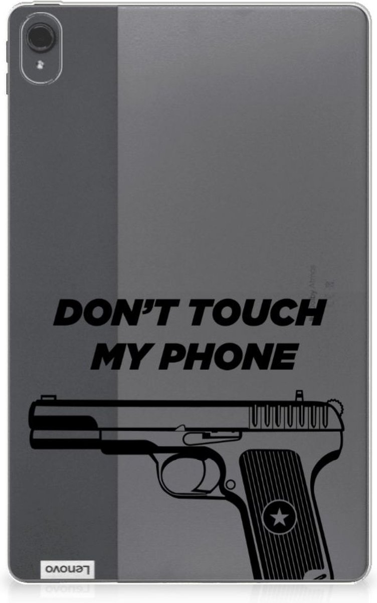 Cover Lenovo Tab P11 | P11 Plus Tablet Hoesje met foto Pistol Don't Touch My Phone met transparant zijkanten