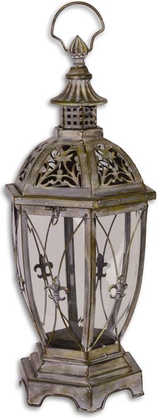Tinnen lantaarn - Hexagon - Klassiek - Metaal - Binnen of buiten - 57 cm hoog