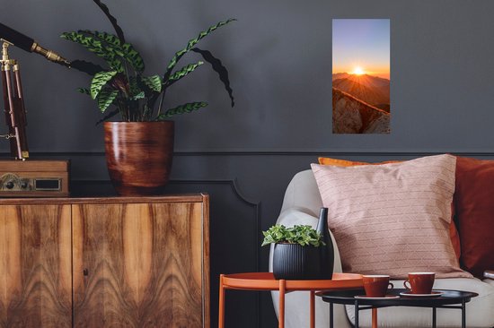 Muurstickers - Sticker Folie - Berg - Landschap - Zon - 20x40 cm - Plakfolie - Muurstickers Kinderkamer - Zelfklevend Behang - Zelfklevend behangpapier - Stickerfolie