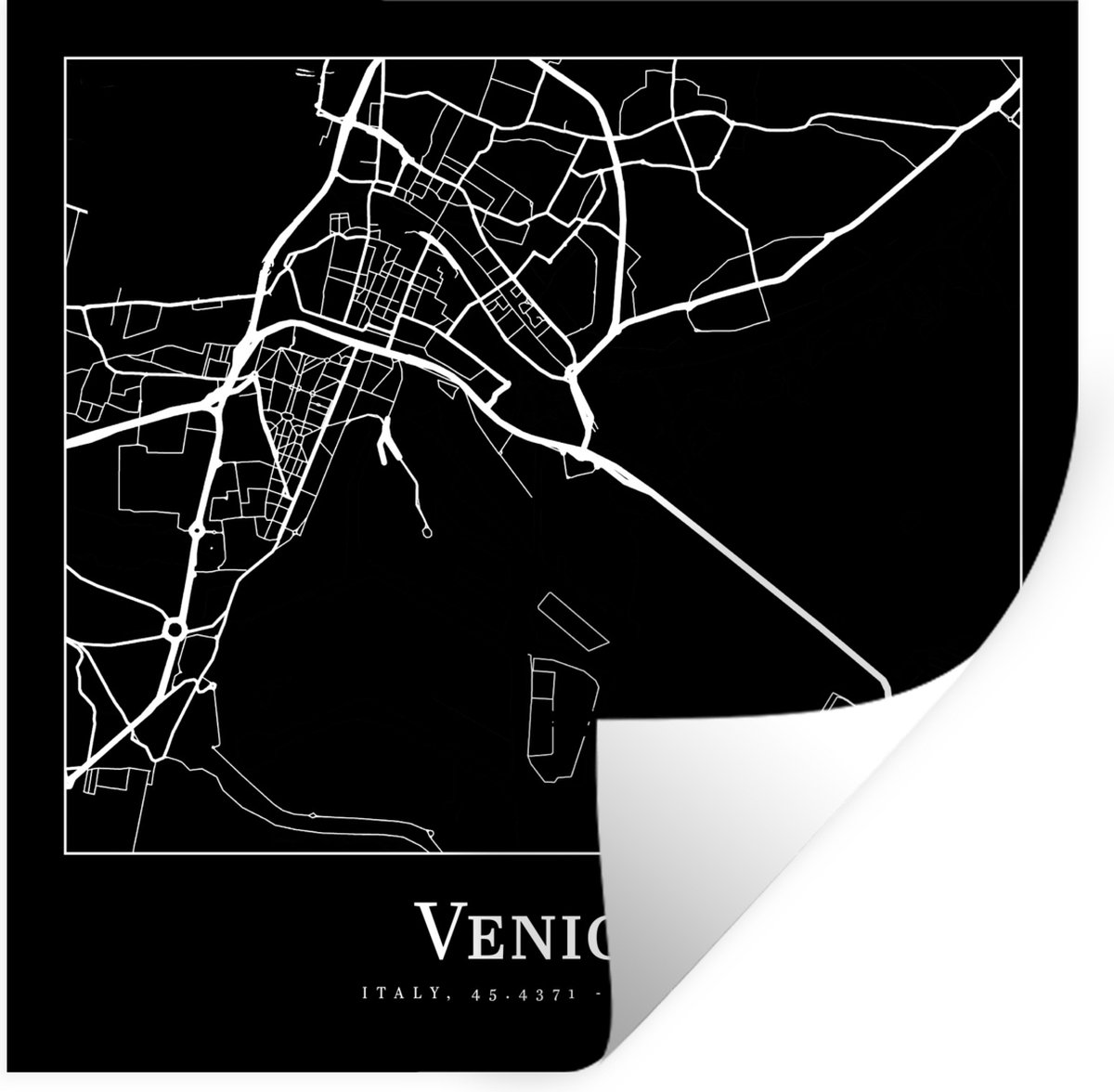Muurstickers - Sticker Folie - Stadskaart - Venetië - Kaart - Plattegrond - Venice - 120x1